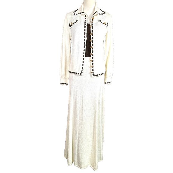 RARE VTG St John Knits MOD 1960's Button Up MCM Sweater Dress & Matching Jacket - Picture 1 of 16